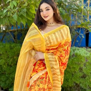 Premium Chandery Half Silk Saree with Blouse pcs,, Code - 07